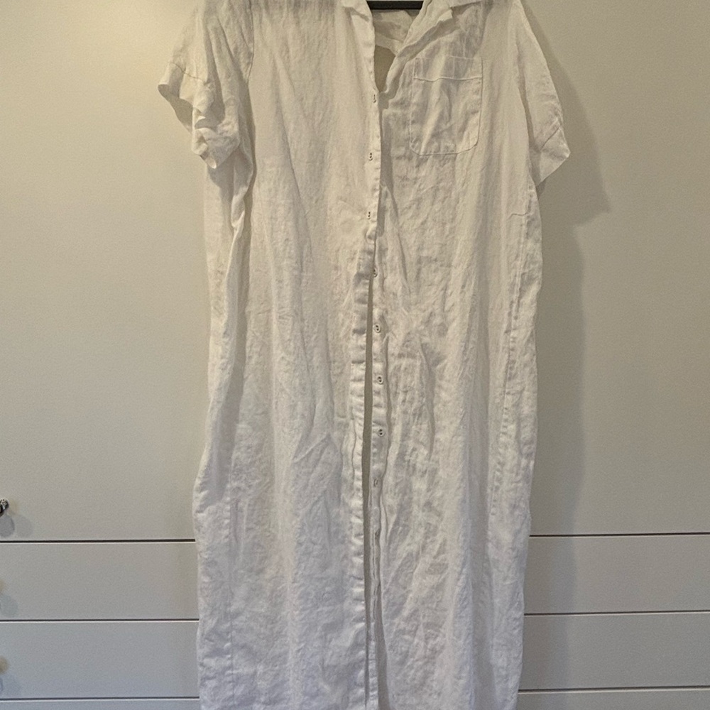 DISSH White Linen Button-Front Dress